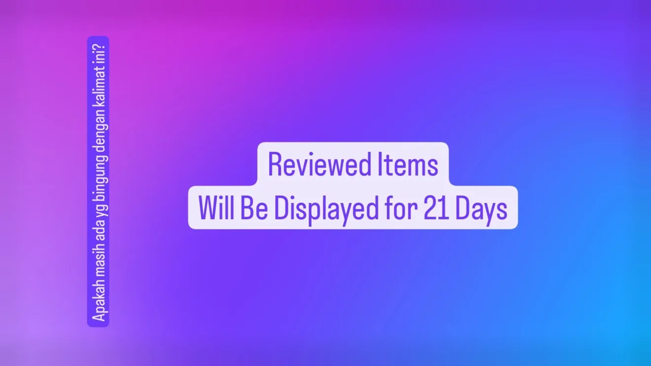 Reviewed Items Will Be Displayed for 21 Days